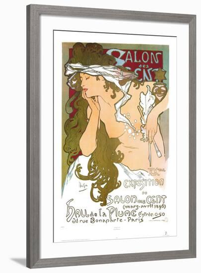 Salon des Cent-Alphonse Mucha-Framed Art Print