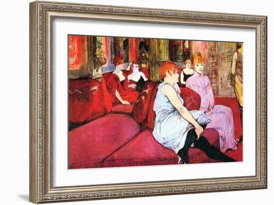 Salon in the Rue De Moulins-Henri de Toulouse-Lautrec-Framed Art Print