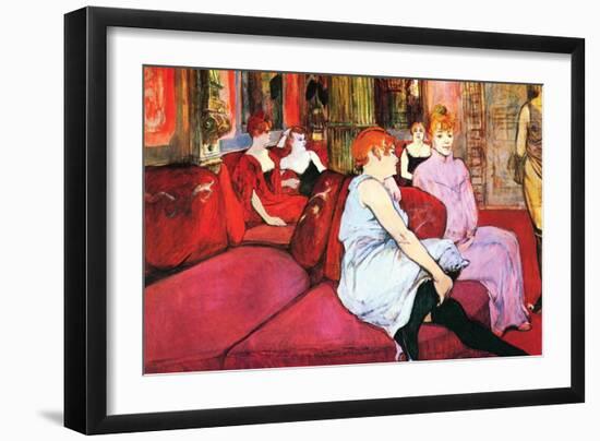 Salon in the Rue De Moulins-Henri de Toulouse-Lautrec-Framed Art Print