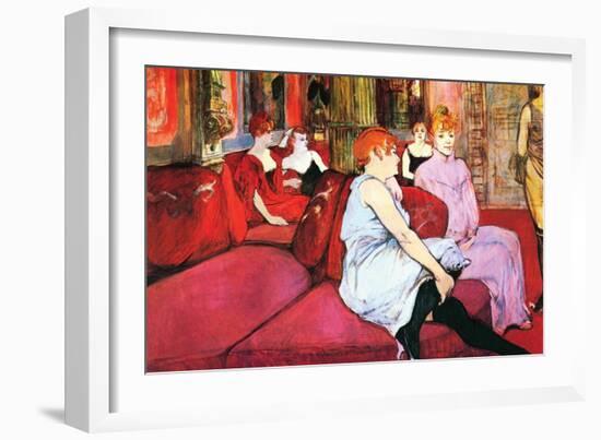 Salon in the Rue De Moulins-Henri de Toulouse-Lautrec-Framed Art Print