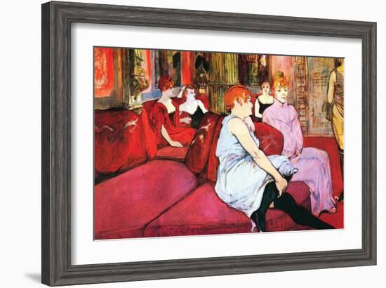 Salon In The Rue De Moulins-Henri de Toulouse-Lautrec-Framed Art Print