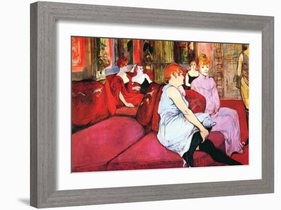 Salon In The Rue De Moulins-Henri de Toulouse-Lautrec-Framed Art Print