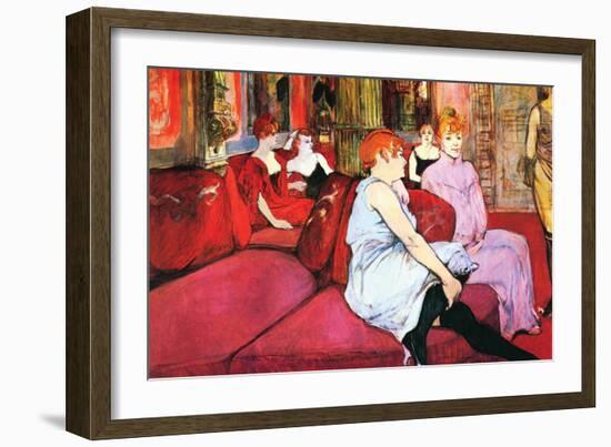 Salon In The Rue De Moulins-Henri de Toulouse-Lautrec-Framed Art Print