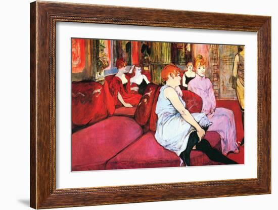 Salon In The Rue De Moulins-Henri de Toulouse-Lautrec-Framed Art Print