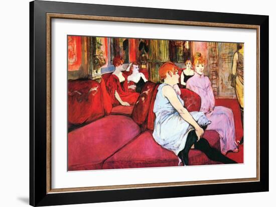 Salon In The Rue De Moulins-Henri de Toulouse-Lautrec-Framed Art Print