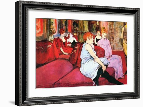 Salon In The Rue De Moulins-Henri de Toulouse-Lautrec-Framed Art Print