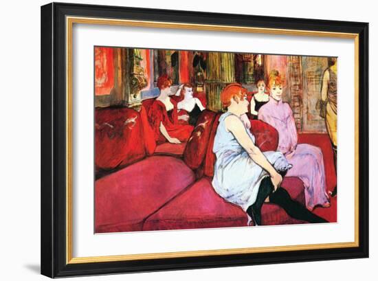 Salon In The Rue De Moulins-Henri de Toulouse-Lautrec-Framed Art Print