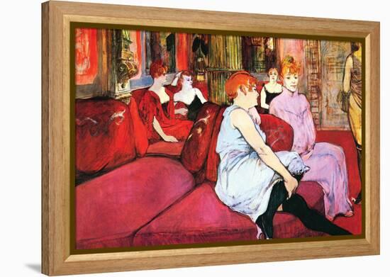 Salon In The Rue De Moulins-Henri de Toulouse-Lautrec-Framed Stretched Canvas