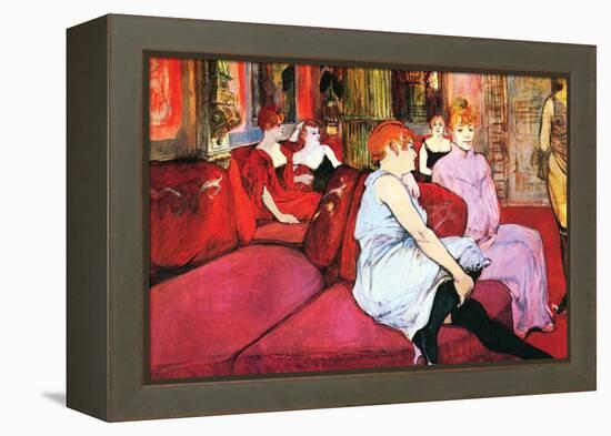 Salon In The Rue De Moulins-Henri de Toulouse-Lautrec-Framed Stretched Canvas