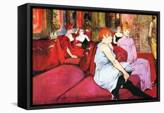 Salon In The Rue De Moulins-Henri de Toulouse-Lautrec-Framed Stretched Canvas