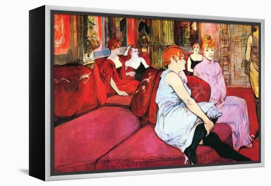 Salon In The Rue De Moulins-Henri de Toulouse-Lautrec-Framed Stretched Canvas