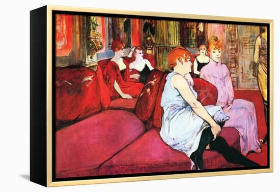 Salon In The Rue De Moulins-Henri de Toulouse-Lautrec-Framed Stretched Canvas