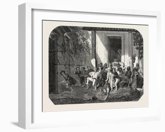 Salon of 1855. Leaving the Turkish School, Watercolor, 1855-Alexandre Gabriel Decamps-Framed Giclee Print