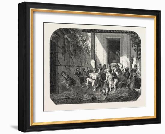 Salon of 1855. Leaving the Turkish School, Watercolor, 1855-Alexandre Gabriel Decamps-Framed Giclee Print