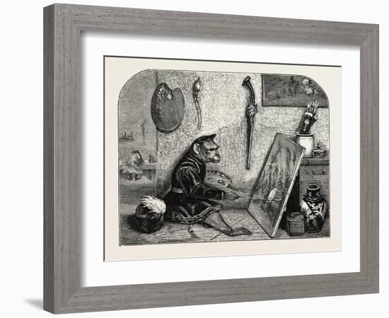 Salon of 1855. Monkey Painter, 1855-Alexandre Gabriel Decamps-Framed Giclee Print