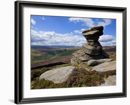 Salt Cellar Rock, Derwent Edge, with Purple Heather Moorland, Peak District National Park, Derbyshi-Neale Clark-Framed Photographic Print