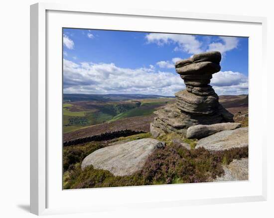 Salt Cellar Rock, Derwent Edge, with Purple Heather Moorland, Peak District National Park, Derbyshi-Neale Clark-Framed Photographic Print