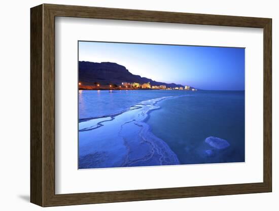 Salt Deposit in Foreground Looking Towards Ein Bokek, Ein Bokek, Dead Sea, Israel, Middle East-Neil Farrin-Framed Photographic Print