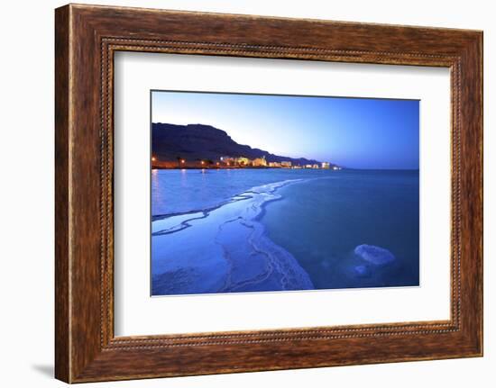 Salt Deposit in Foreground Looking Towards Ein Bokek, Ein Bokek, Dead Sea, Israel, Middle East-Neil Farrin-Framed Photographic Print