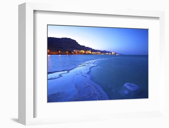 Salt Deposit in Foreground Looking Towards Ein Bokek, Ein Bokek, Dead Sea, Israel, Middle East-Neil Farrin-Framed Photographic Print