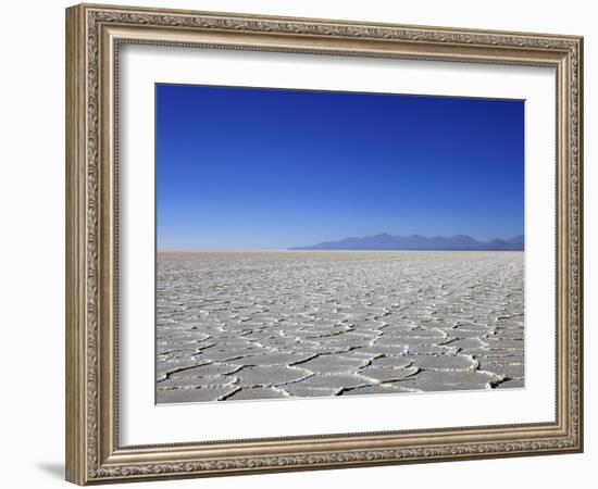 Salt Deposits in Salar de Uyuni Salt Flat and Andes Mountains in Distance in South-Western Bolivia-Simon Montgomery-Framed Photographic Print