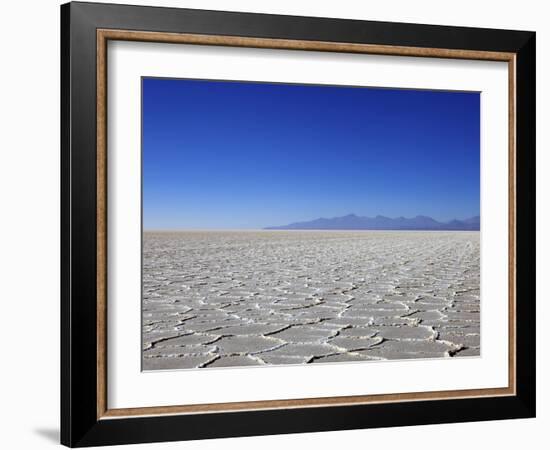 Salt Deposits in Salar de Uyuni Salt Flat and Andes Mountains in Distance in South-Western Bolivia-Simon Montgomery-Framed Photographic Print