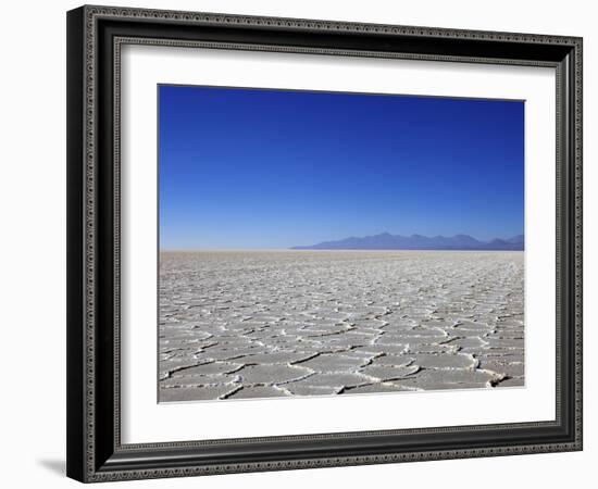 Salt Deposits in Salar de Uyuni Salt Flat and Andes Mountains in Distance in South-Western Bolivia-Simon Montgomery-Framed Photographic Print