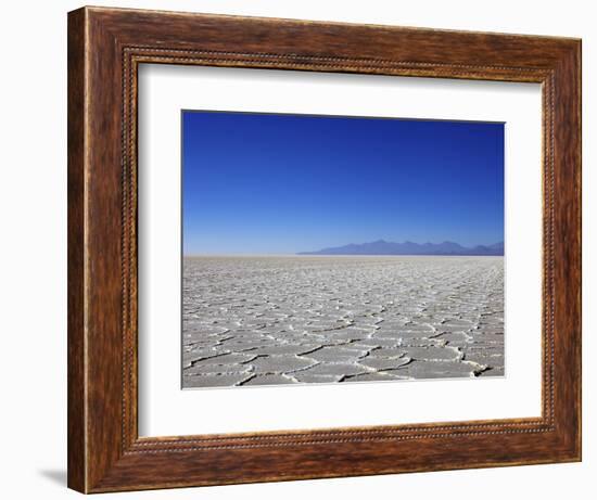 Salt Deposits in Salar de Uyuni Salt Flat and Andes Mountains in Distance in South-Western Bolivia-Simon Montgomery-Framed Photographic Print
