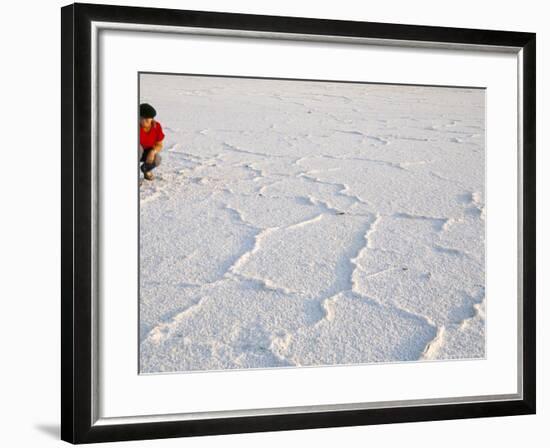 Salt Flats Beside Lac Assal in Rift Valley 152M Below Sea Level, Afar Triangle, Djibouti, Africa-Tony Waltham-Framed Photographic Print