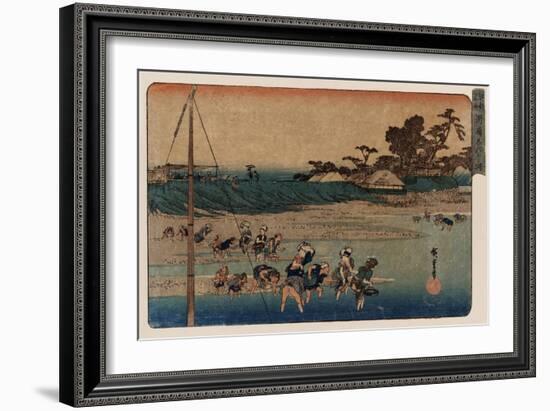 Salt Gathering at Suzaki, Japanese Wood-Cut Print-Lantern Press-Framed Art Print