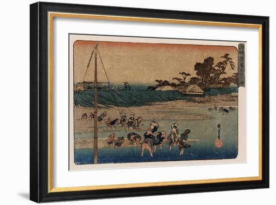 Salt Gathering at Suzaki, Japanese Wood-Cut Print-Lantern Press-Framed Art Print