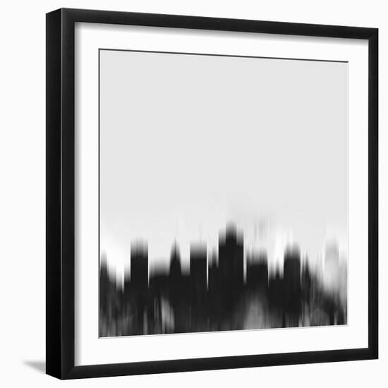 Salt Lake City Skyline - Black-NaxArt-Framed Art Print