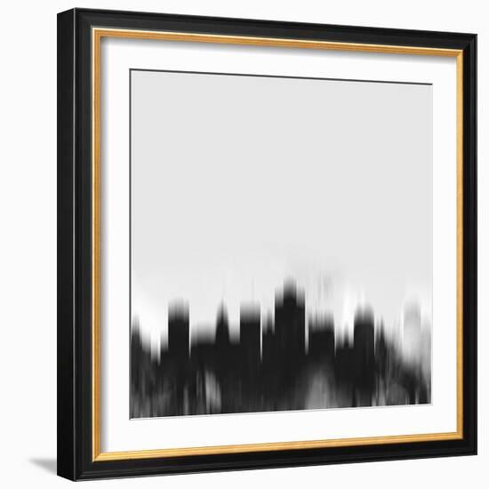 Salt Lake City Skyline - Black-NaxArt-Framed Art Print