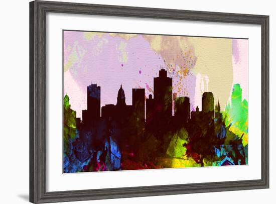 Salt Lake City Skyline-NaxArt-Framed Art Print