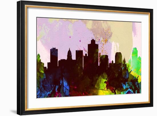 Salt Lake City Skyline-NaxArt-Framed Art Print