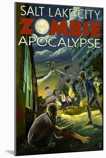Salt Lake City, Utah - Mormon Zombie Apocalypse-Lantern Press-Mounted Art Print