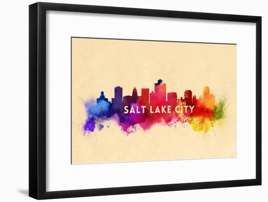 Salt Lake City, Utah - Skyline Abstract-Lantern Press-Framed Art Print