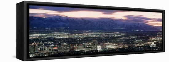 Salt Lake City,Utah Skyline at Night-null-Framed Stretched Canvas