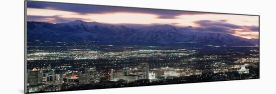 Salt Lake City,Utah Skyline at Night-null-Mounted Photographic Print