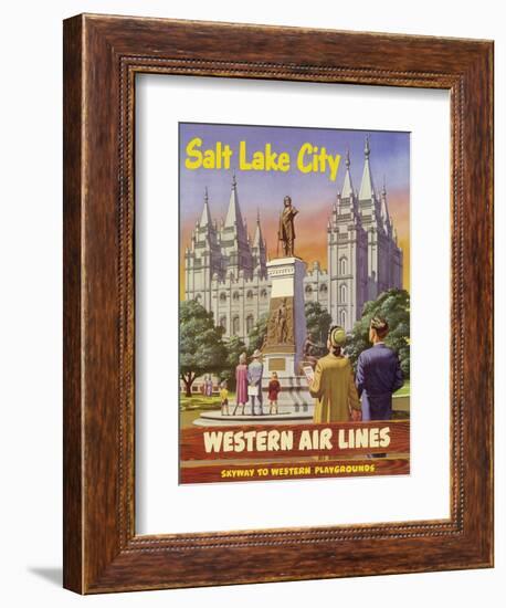 Salt Lake City, Utah - Western Air Lines-null-Framed Art Print