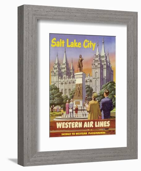 Salt Lake City, Utah - Western Air Lines-null-Framed Art Print