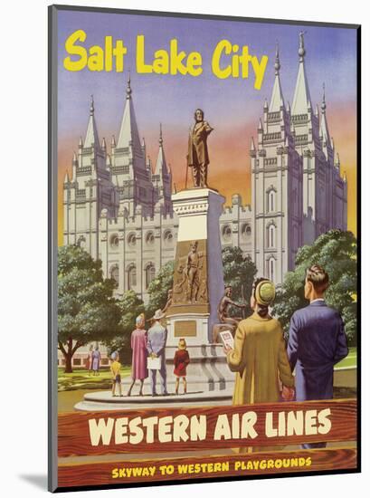 Salt Lake City, Utah - Western Air Lines-null-Mounted Art Print