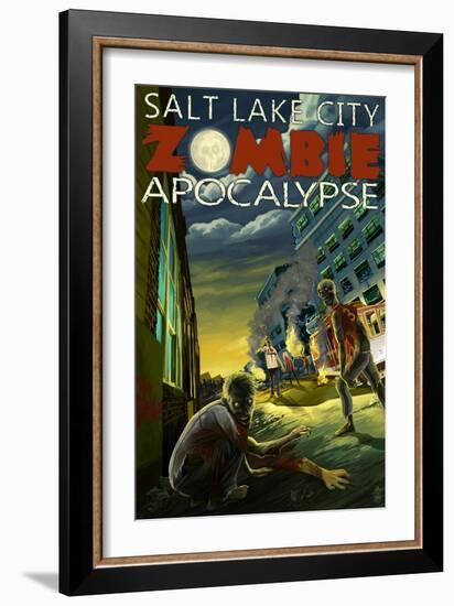 Salt Lake City, Utah - Zombie Apocalypse-Lantern Press-Framed Art Print