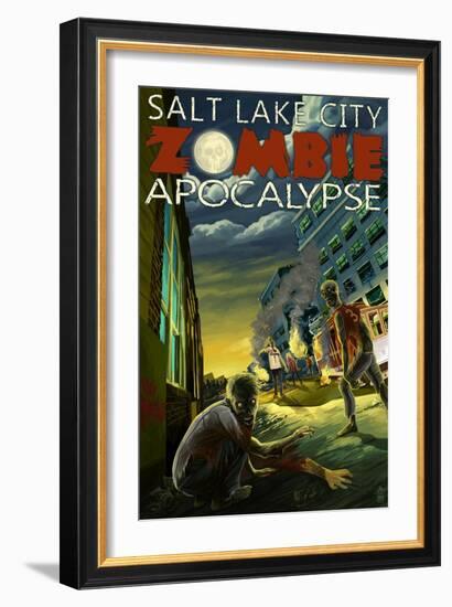 Salt Lake City, Utah - Zombie Apocalypse-Lantern Press-Framed Art Print