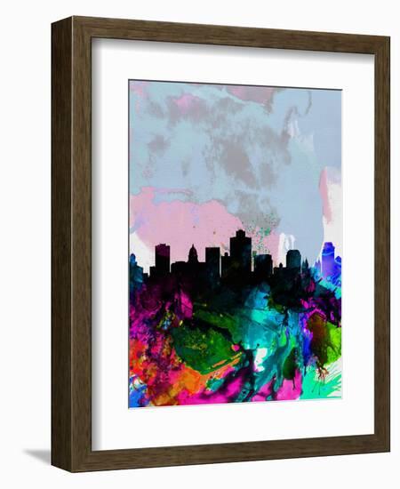 Salt Lake City Watercolor Skyline-NaxArt-Framed Art Print