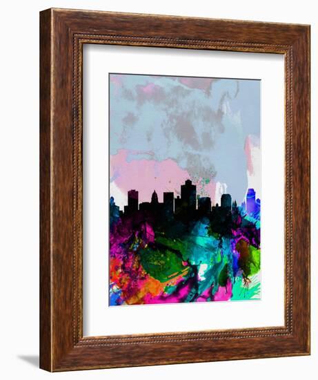 Salt Lake City Watercolor Skyline-NaxArt-Framed Art Print