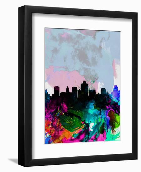 Salt Lake City Watercolor Skyline-NaxArt-Framed Art Print