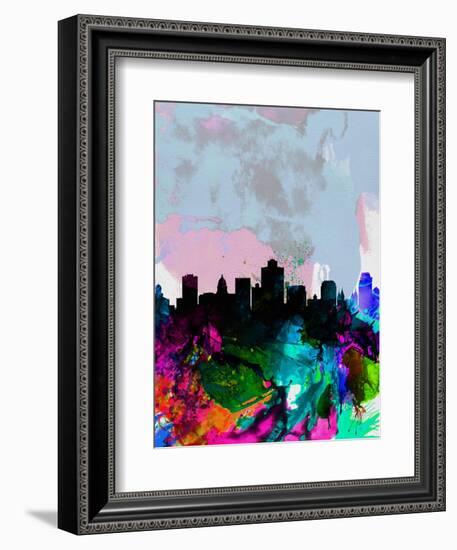 Salt Lake City Watercolor Skyline-NaxArt-Framed Art Print