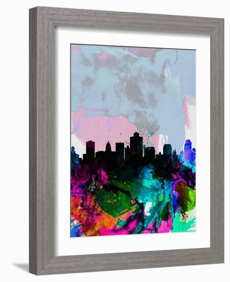 Salt Lake City Watercolor Skyline-NaxArt-Framed Art Print