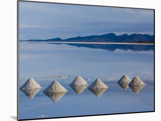 Salt Pyramids Wait for the Sun in a Flooded Salf Flat in Uyuni,-Sergio Ballivian-Mounted Photographic Print